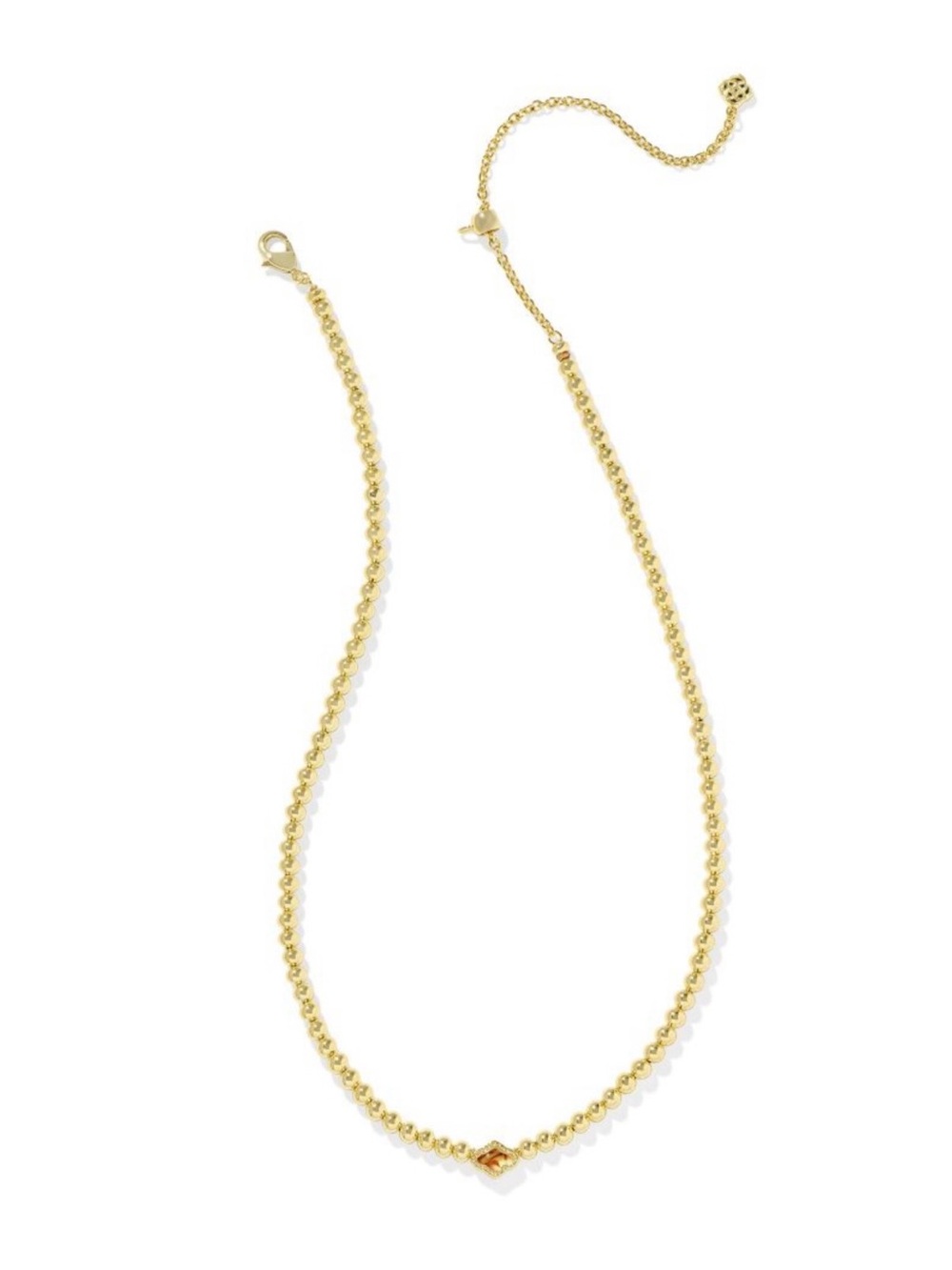 Kendra Scott Abbie Gold Beaded Necklace in Marbled Amber Illusion